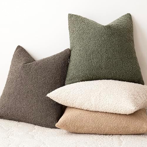 Foindtower Decorative Textured Boucle Throw Pillow Covers 24x24 Light Brown - Image 6