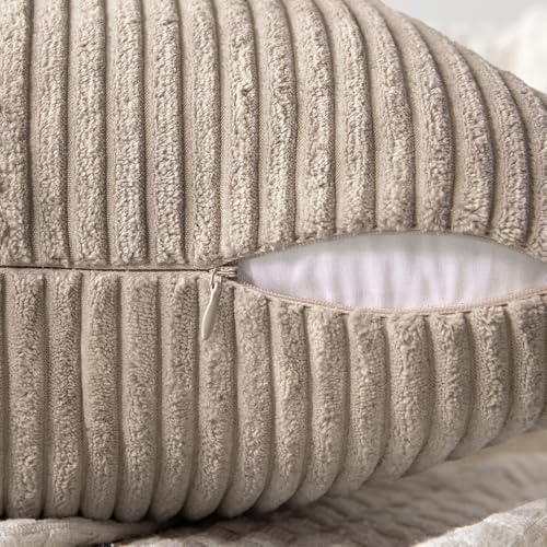 MIULEE Taupe Decorative Euro Sham Pillow Covers 24x24 Inch 2 Pack - Image 3