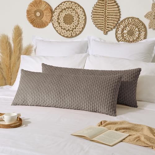 Kevin Textile Soft Corduroy 14"x36" Lumbar Pillow Cover 1 Pack, Light Brown - Image 2