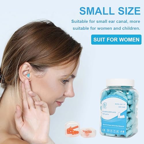 LYSIAN 35dB SNR Slim Foam Ear Plugs, Small Ear Canals, 100 Pairs, Lake Blue - Image 3