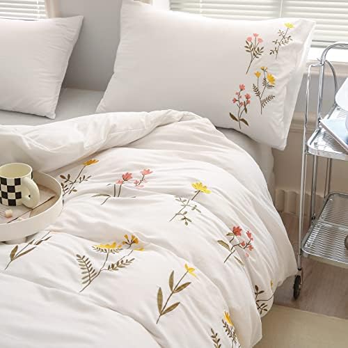 Move Over Embroidered Floral Pillowcases King Size Set of 2, Soft Microfiber - Image 3