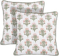 Ridhi Block Print Mughal Buta Peach Pillow Cover 20" x 20" Decorative Couch by Ridhi