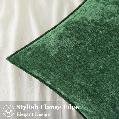 decorUhome Chenille Green Velvet Throw Pillow Covers 12x20 Set of 2 - Image 3