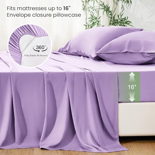 Love's cabin 4 Piece Queen Sheet Set, 100% Rayon Derived from Bamboo, Cooling & - Image 4