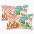 Summer Tropical Pillow Covers 12x20 Set of 2, Monstera Palm Leaf Pillowcase by GOLIANDA