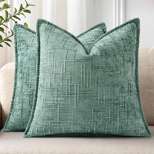 decorUhome Chenille Decorative Throw Pillow Covers 22x22 Set of 2 by decorUhome