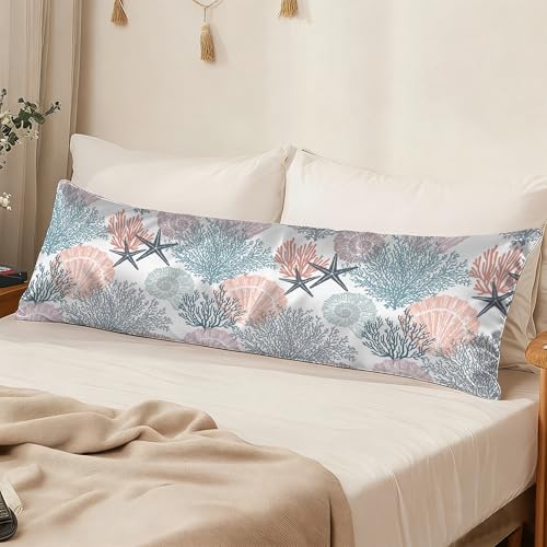Coastal Pillow Covers Body Cooling Pillow Cases, Sea Shells and Coral Body - Image 3