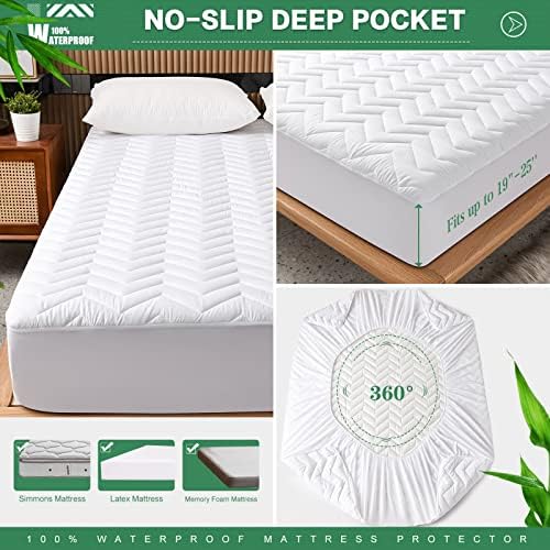 Unilibra Twin Size Waterproof Mattress Pad Rayon Made from Bamboo, Quilted - Image 5