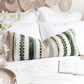 PANOD Boho Long Lumbar Throw Pillow Cover 14 x 36 Dark Green, Chenille Morocan by PANOD