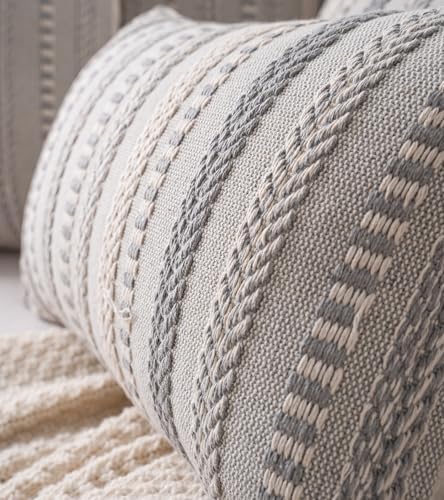 Cethom Boho Throw Pillow Covers 20x20 Inch Set of 2, Farmhouse Decorative Couch - Image 3