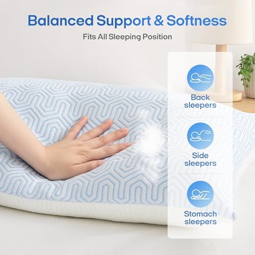 puredown® Cooling Goose Feather Down Pillow, Queen Size - Image 4