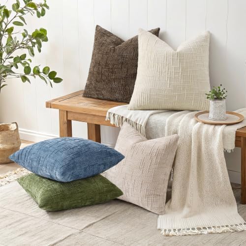 decorUhome Textured Chenille Throw Pillow Covers 20x20 Set of 2 Blue - Image 5