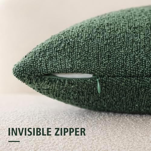 Foindtower Decorative Textured Boucle Throw Pillow Covers 26x26 Pine Green - Image 2