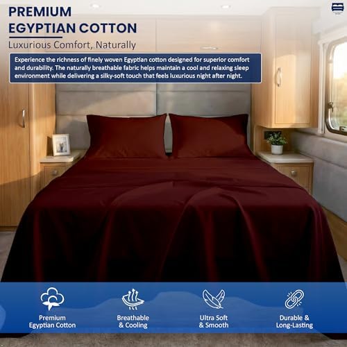 Cottingon 4 Piece Short Queen Sheets, Egyptian Cotton - Image 2