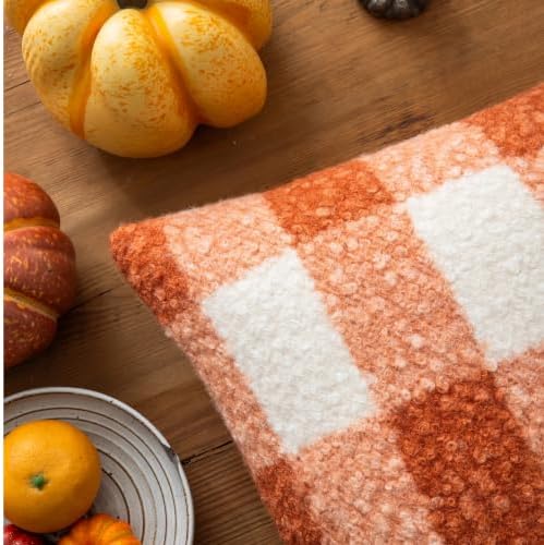 AQOTHES Plaid Fall Throw Pillow Covers Orange Write 12x20 Inch Set of 2 - Image 5