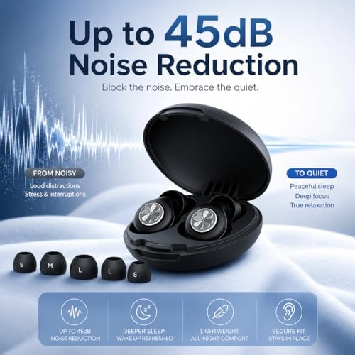 45dB Ear Plugs for Sleeping, Soft Silicone for Side Sleepers, 4 Sizes - Image 6