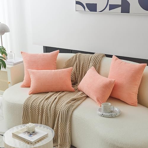Home Brilliant Pink Pillow Covers 60x60 cm Set of 2 Plush Velvet Corduroy Throw - Image 3