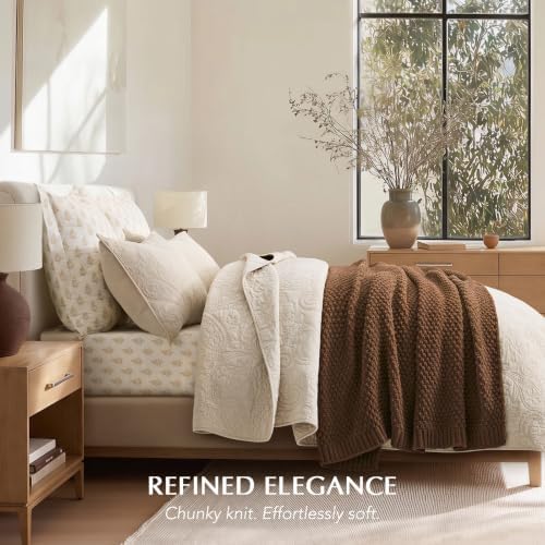 EVERGRACEHOME Chunky Chenille Knit Throw Blanket, 60 x 80, Burnt Orange - Image 3