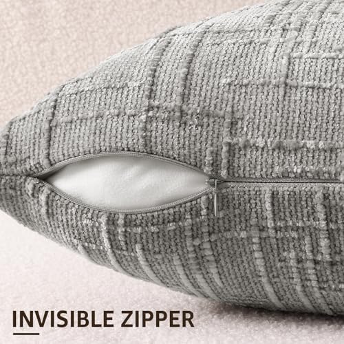 decorUhome Textured Chenille Throw Pillow Covers 12x20 Set of 2 Grey - Image 3