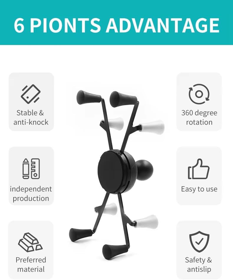 Strg Tablet Mount with Composite Double Socket Arm(Medium) for 6" Tablets, Tablet Holder Compatible with RAM Mount and All B Size 1" Ball Mounts Bases for Motorcycle Bike Car Truck etc