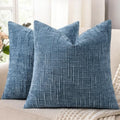 decorUhome Textured Chenille Throw Pillow Covers 22x22 Set of 2 Blue by decorUhome