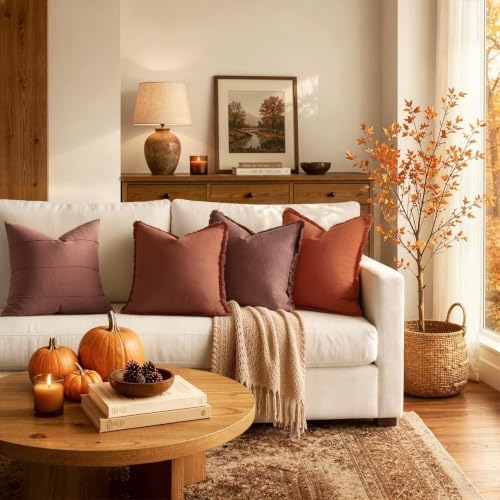MIULEE Linen Decorative Fall Lumbar Throw Pillow Covers Autumn Glaze 12x20 - Image 4