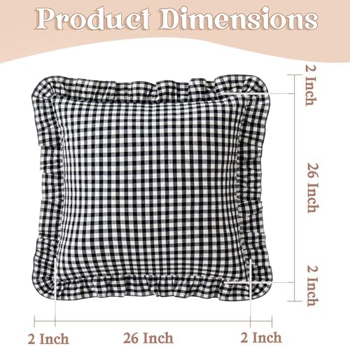 KKJIAF 2 Pcs Ruffle Gingham Pillow Covers 26" x 26" - Image 2