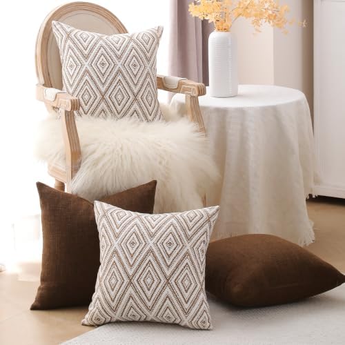 HPUK Throw Pillow Covers 18x18, Chocolate Couch Pillow Covers - Image 4