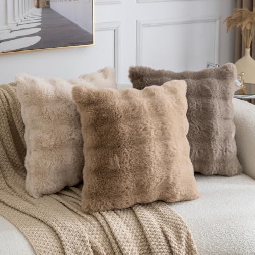 MADIZZ Pack of 2 Thick Plush Faux Wool Throw Pillow Covers Soft Boho Throw - Image 5
