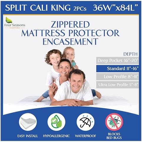 Split Cali King Mattress Encasement 36" x 84" by FourSeasonsEssentials