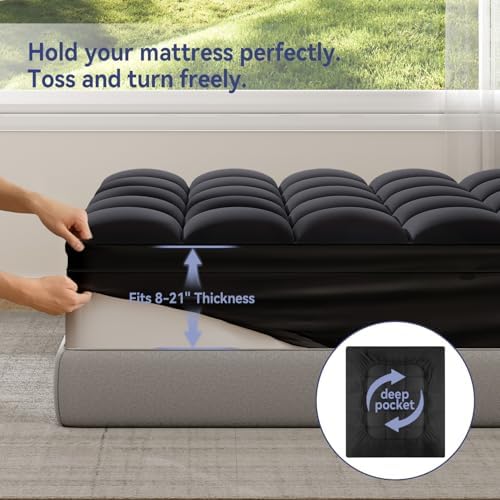 ELEMUSE RV Short Queen Black Mattress Topper, Pillow Top Mattress Pad - Image 6