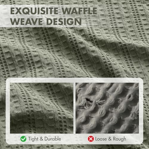 Decorative Waffle Throw Pillow Covers 20x20 Olive Green 2 Pack - Image 5