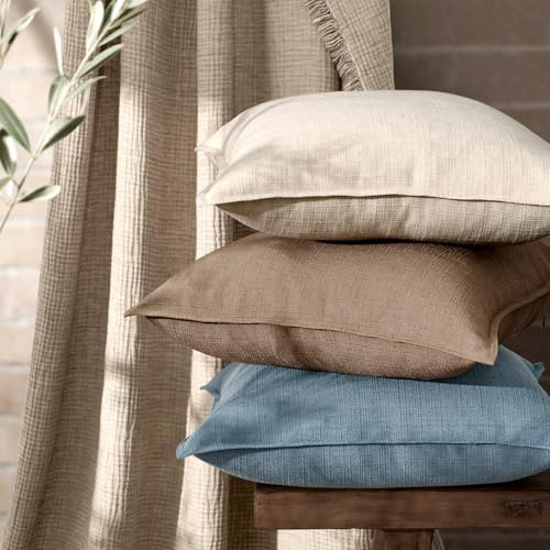MIULEE Thick Textured Lumbar Throw Pillow Covers 20x12 Inch Natural Linen - Image 4