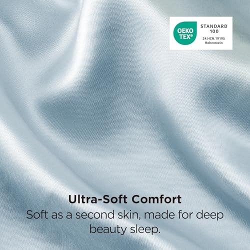 Bedsure Satin Pillowcases Queen Set of 2, Silky Pillow Cases, Stone Blue - Image 5