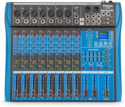 Professional Audio Mixer, 8 Channel, Input 48V Phantom Power Stereo Digital USB Bluetooth MP3 Computer Input, Build-in 16 Effect DSP, for Recording, Live Streaming, Podcasting MG80S