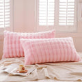 Set of 2 Faux Fur Pillowcases, Luxury Bubble Waffle Carved Plush Standard Size by Uhamho