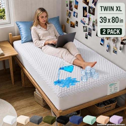 Ohgeni 100% Waterproof Mattress Protector, Twin XL-2 Pack, Fitted Sheet - Image 2