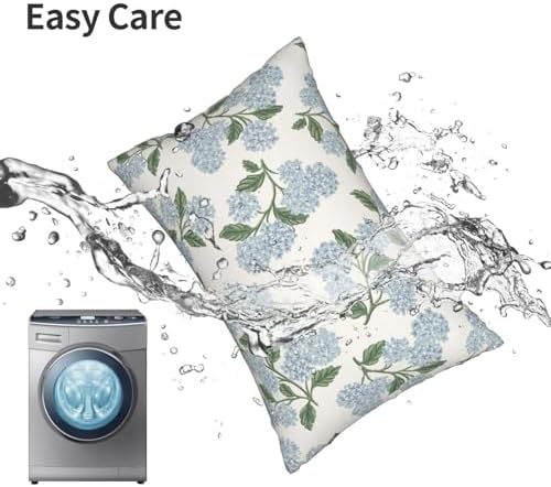 AEIOAE Spring Green Blue Hydrangea Flower Pillow Covers 12x20 Set of 2 - Image 5