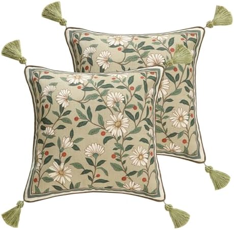 ISAENNE Designer Linen Square Throw Pillow Cover by Isaennehomedecoration
