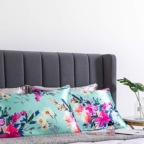 Floral Printed Satin Pillowcase, Standard Cooling Pillow Case Set of 2 - Image 7