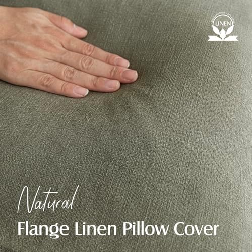 Foindtower Linen Decorative Throw Pillow Covers 20x20 Olive Branch Green - Image 2