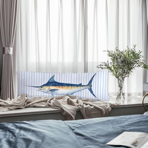 Nautical Coastal Ocean Fish Body Pillow Covers 20x54, Coastal Room Decor - Image 5