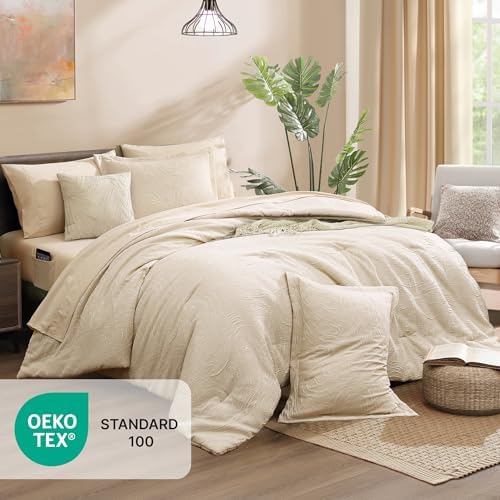 Monbix King Size Comforter Set 7 Pieces Birch Marble Bed in a Bag - Image 5