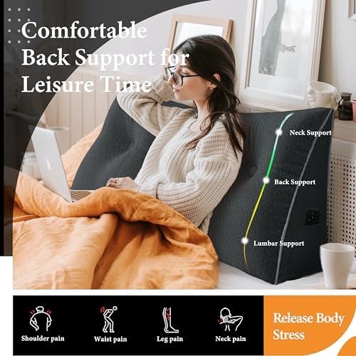 Triangle Reading Pillow XXLQueen Size XXL Wedge Headboard Extra Large Back - Image 3