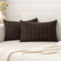 MIULEE Lumbar Corduroy Decorative Throw Pillow Covers 12x20 Dark Brown by MIULEE