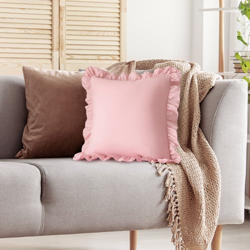 KKJIAF 2 Pack Ruffle Pillow Cases 18x18 Inches, Light Pink - Image 5