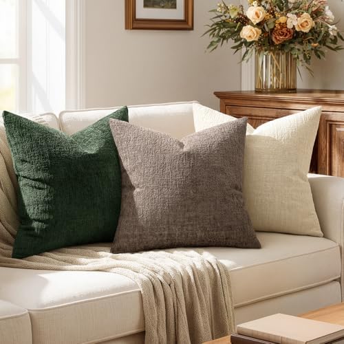 MIULEE Fall Couch Pillow Covers Textured Chenille 24x24 Taupe - Image 5