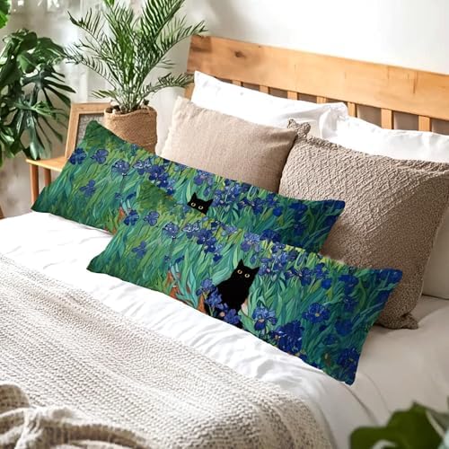 William Morris Floral Black Cat 20x54 Body Pillow Cover, Cat Lovers Mom Grandma - Image 5