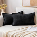 MIULEE Decorative Lumbar Throw Pillow Covers 12x20 Inch Black 2 Pack by MIULEE