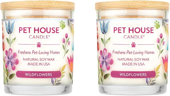 Pet House Candles, Plant-Based, Long Lasting, Clean Burning Scented Pet Odor by OneFurAll